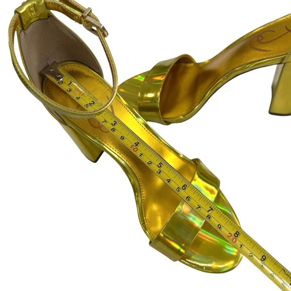 NWOT Sam Edelman Yaro Mimosa Gold Block Heel Ankle Strap Sandals Size 7.5M - Picture 15 of 16